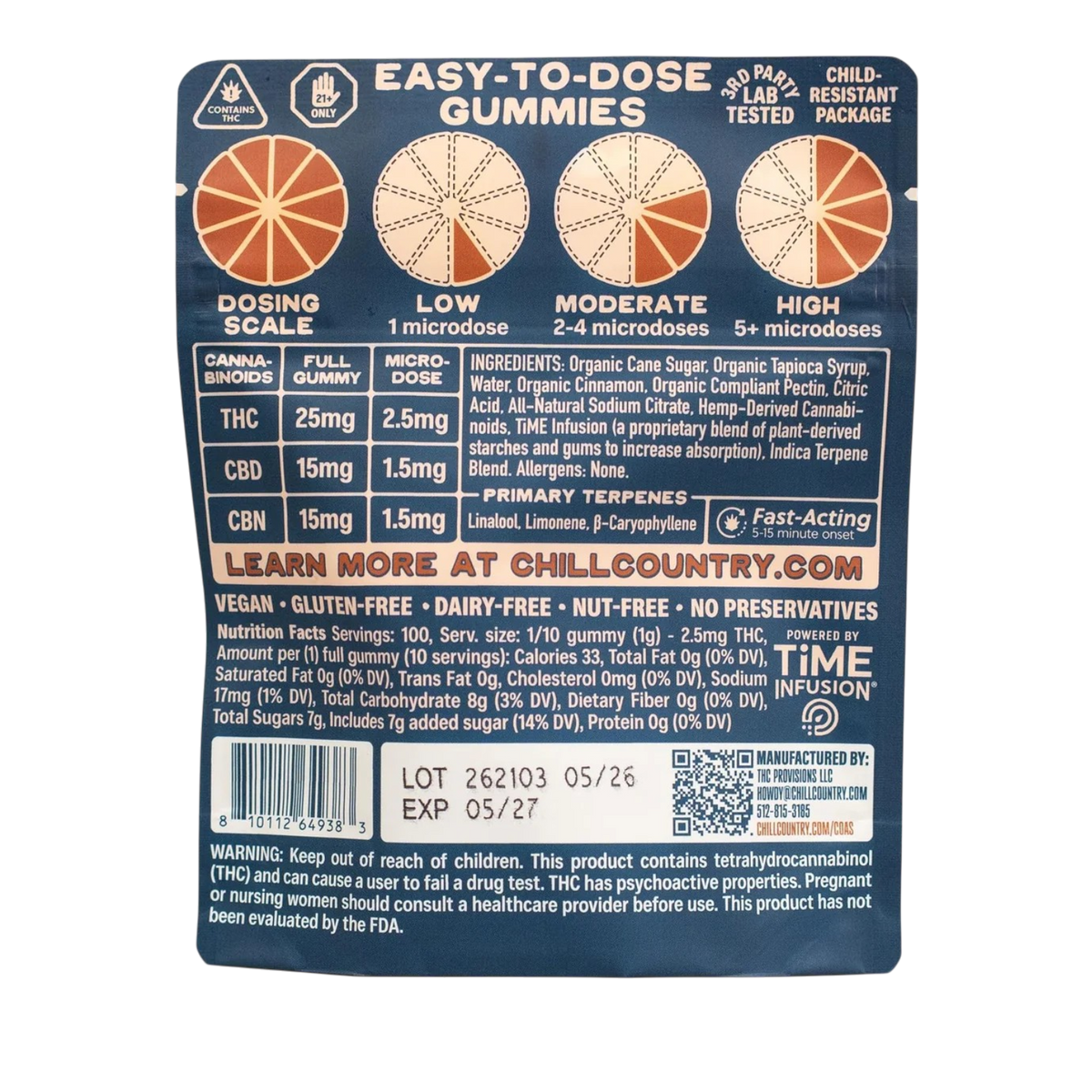 25mg Apple Cinnamon THC Gummies : INDICA (10ct)