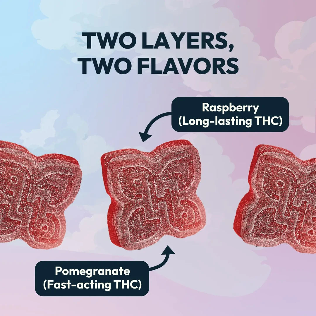 20mg D9 [10ct] Pomegranate Raspberry - Double Take Gummies [INDICA]