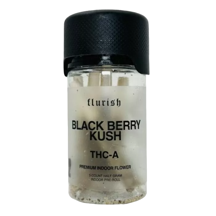 Flurish | Exotic Diamond Coated THCa Pre Rolls [5ct] : Blackberry Kush (HYBRID)