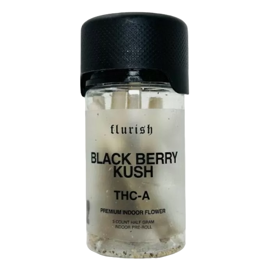 Flurish | Exotic Diamond Coated THCa Pre Rolls [5ct] : Blackberry Kush (HYBRID)