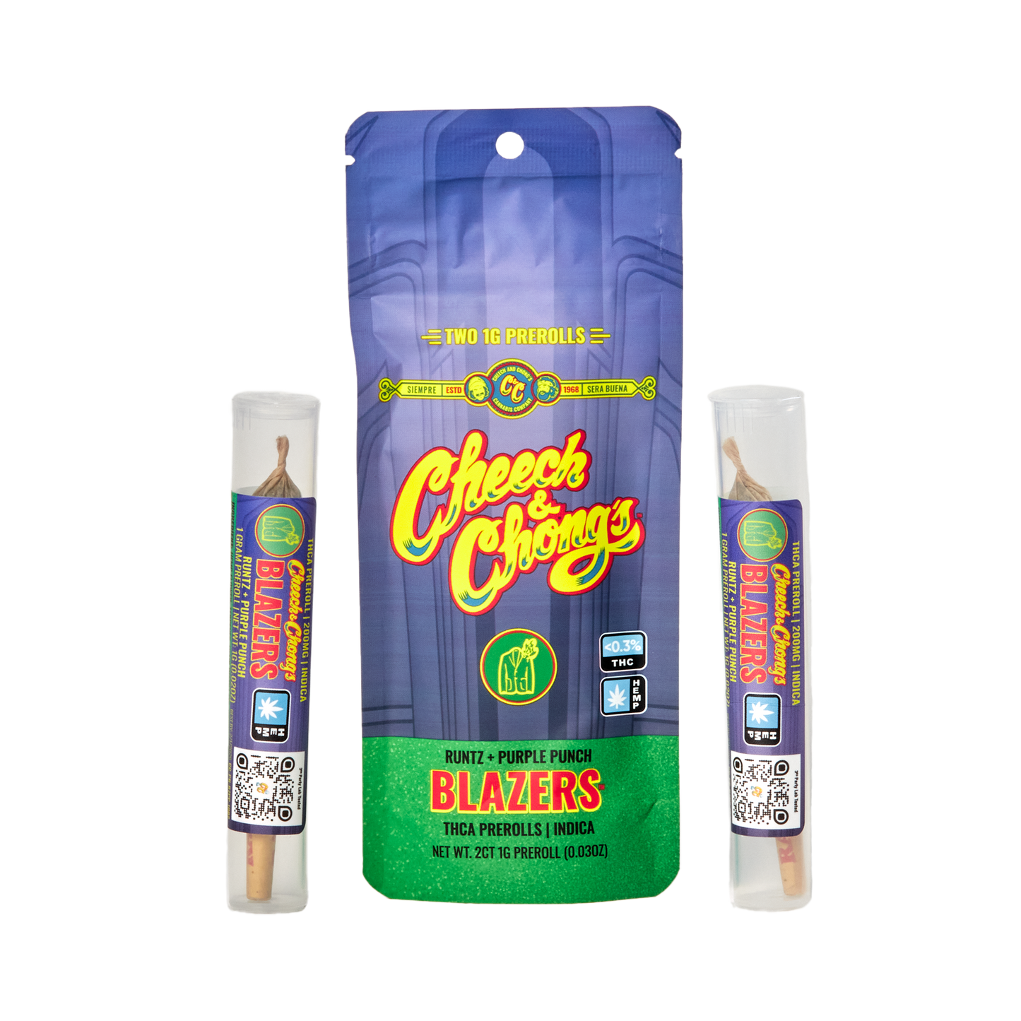 Cheech & Chong's | THCa Pre Rolls [2ct] | Runtz + Purple Punch : INDICA