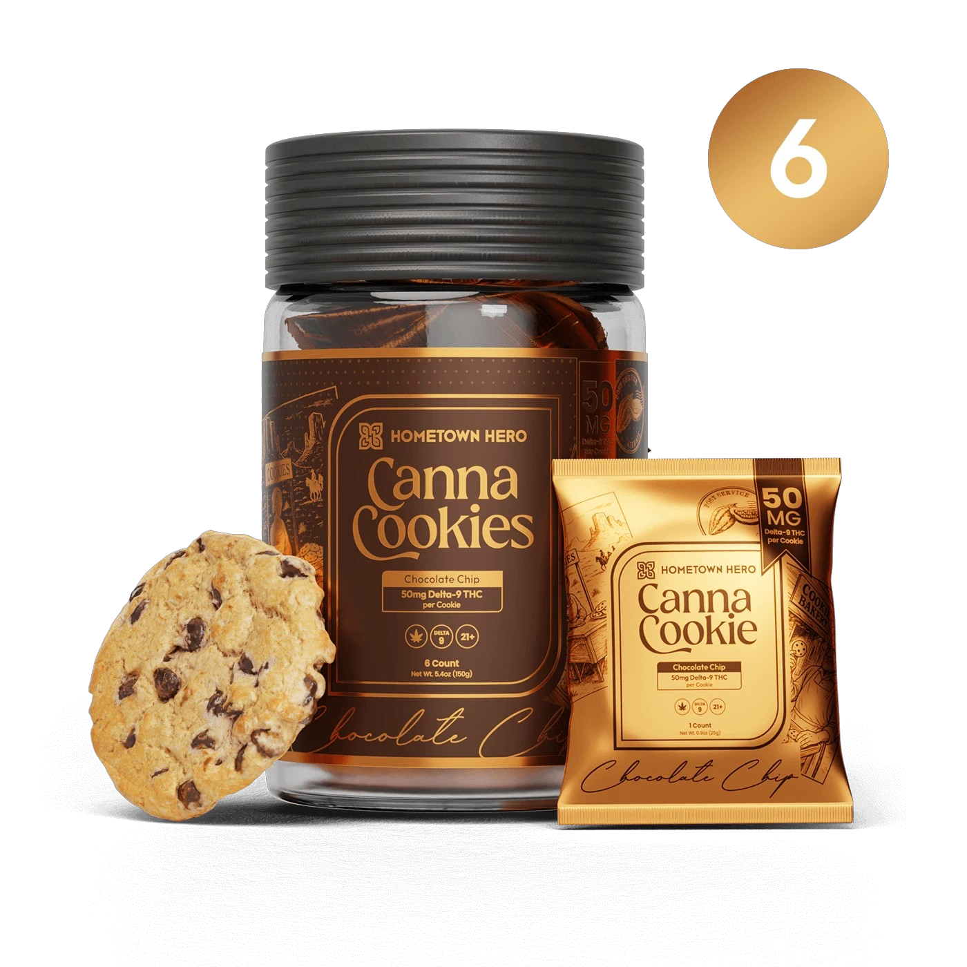 50mg Chocolate Chip - Canna Cookies (Half-Dozen)