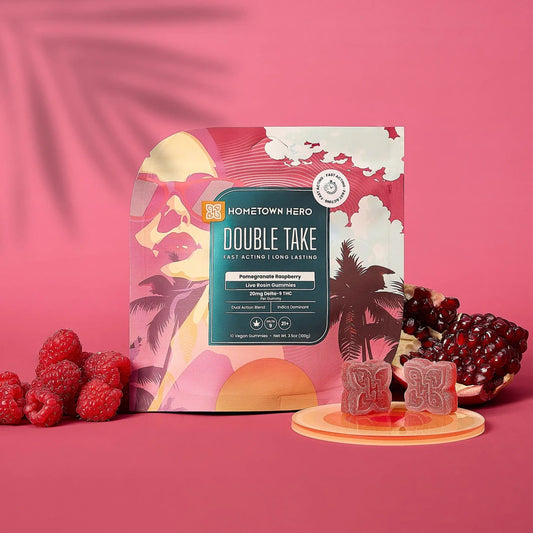 20mg D9 [10ct] Pomegranate Raspberry - Double Take Gummies [INDICA]